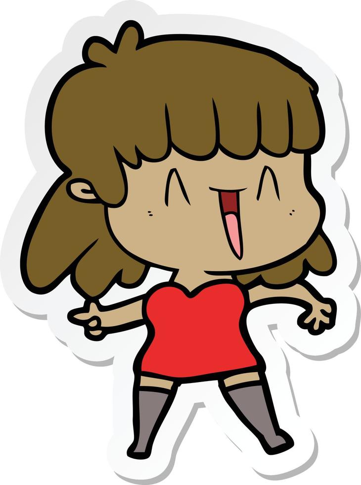 sticker of a cartoon woman vector