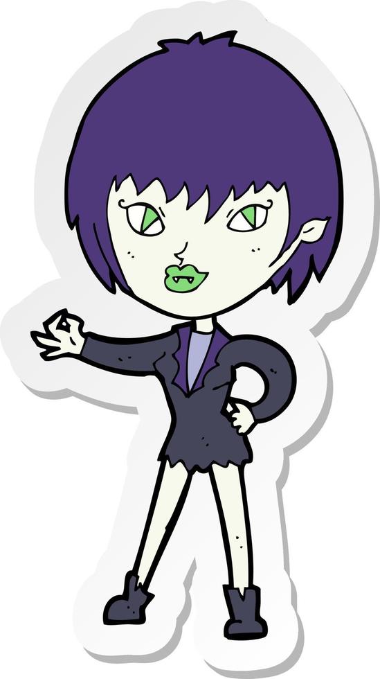 sticker of a cartoon vampire girl vector