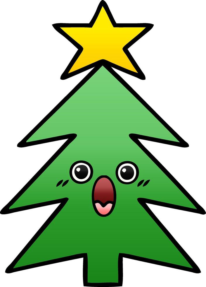 gradient shaded cartoon christmas tree vector