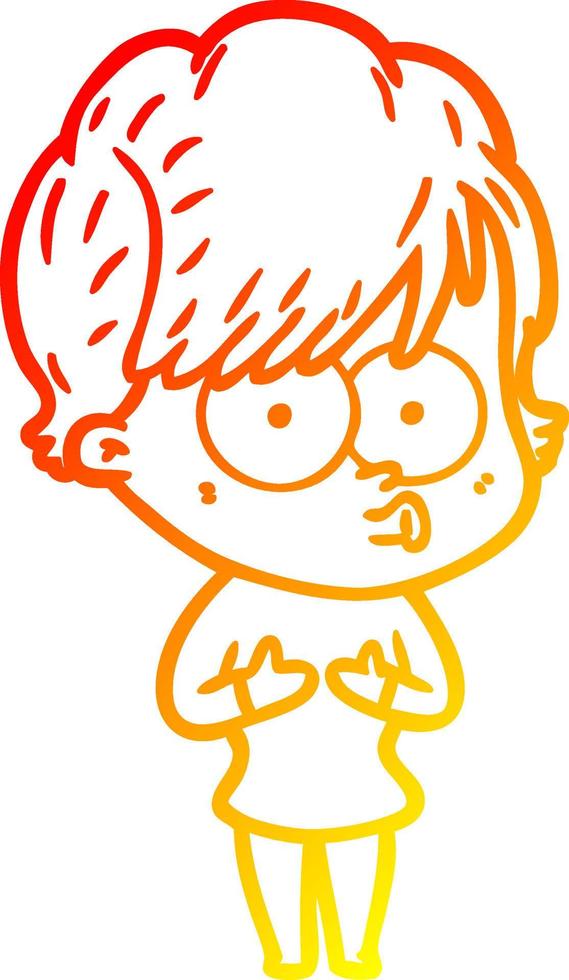 warm gradient line drawing cartoon woman vector