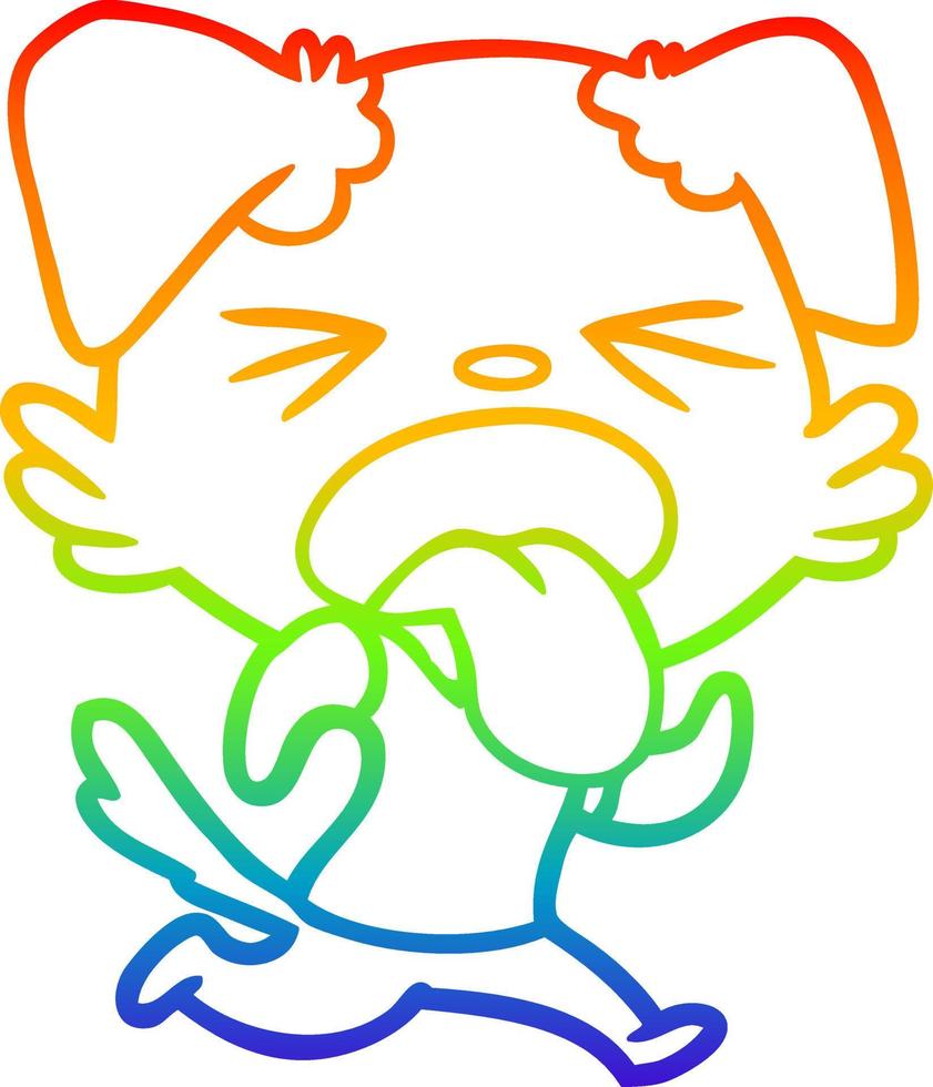 rainbow gradient line drawing cartoon disgusted dog vector