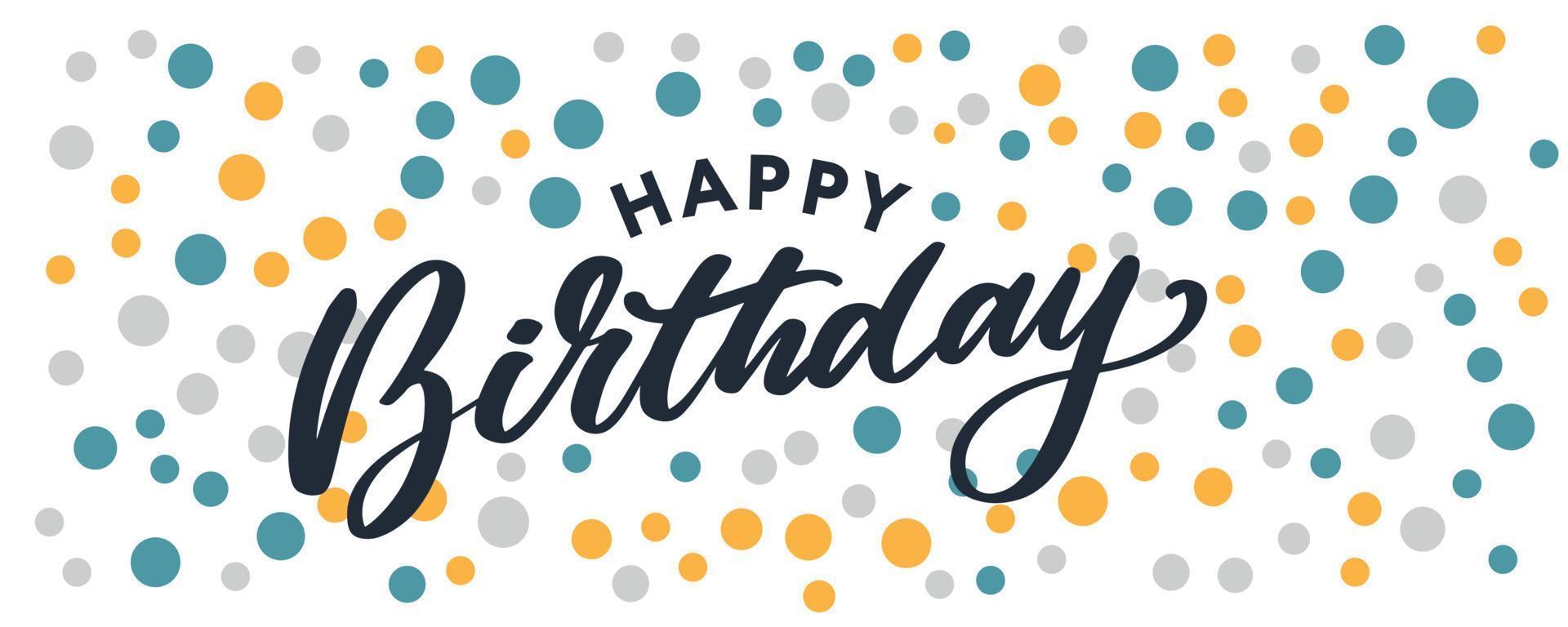 Happy Birthday lettering text banner, black color. Vector illustration.