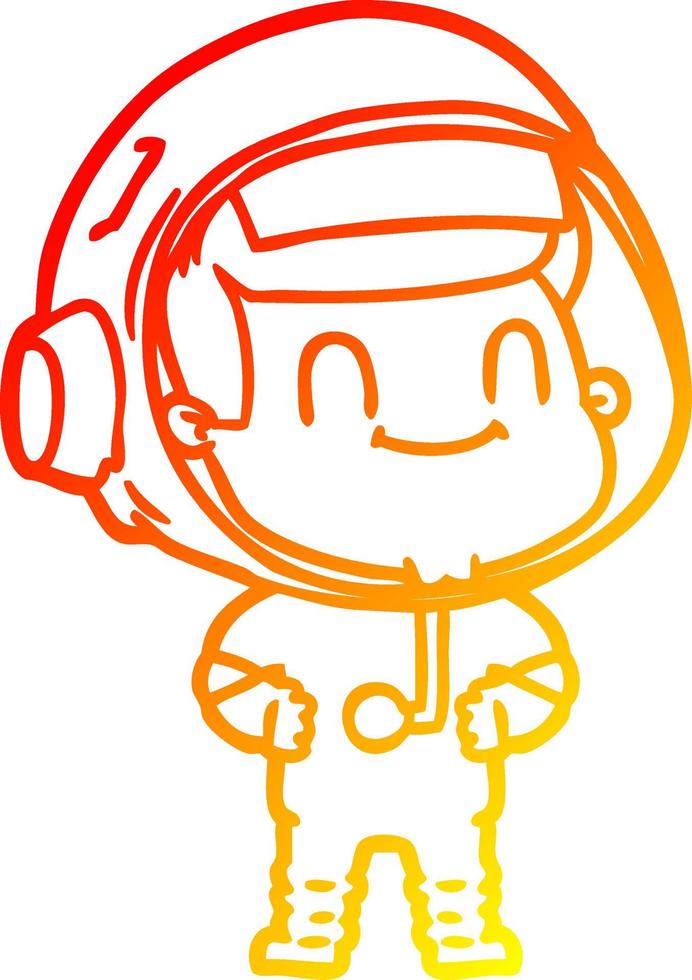 cálido dibujo lineal de gradiente feliz caricatura astronauta hombre vector