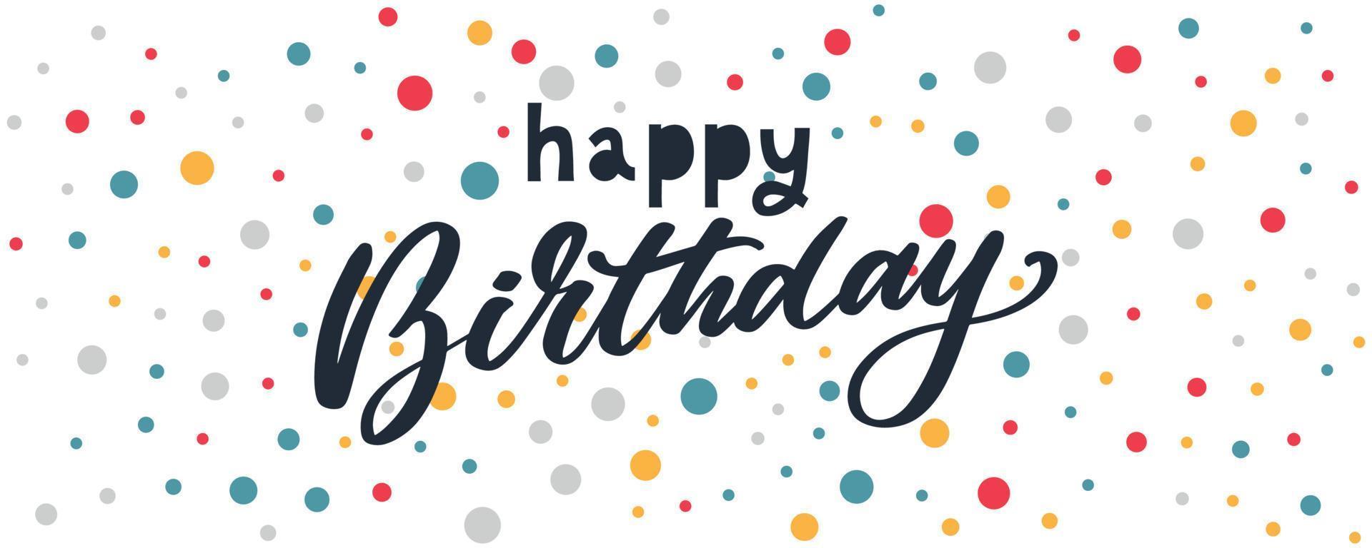 Happy Birthday lettering text banner, black color. Vector illustration.