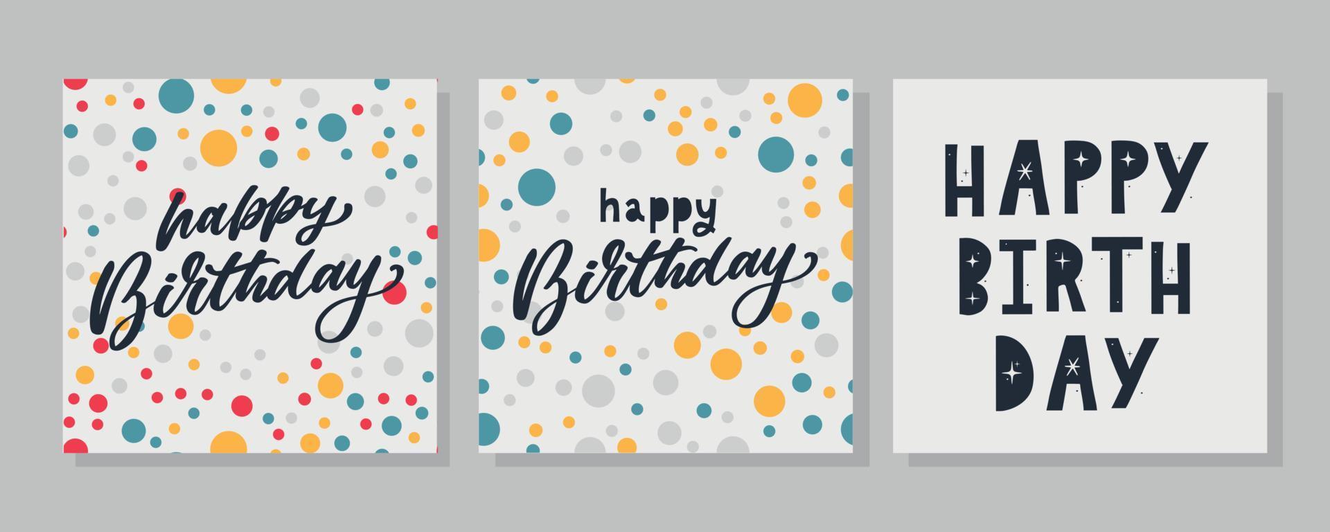 Happy Birthday lettering text banner, black color. Vector illustration.