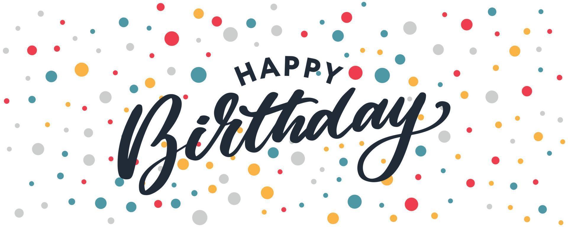 Happy Birthday lettering text banner, black color. Vector illustration.