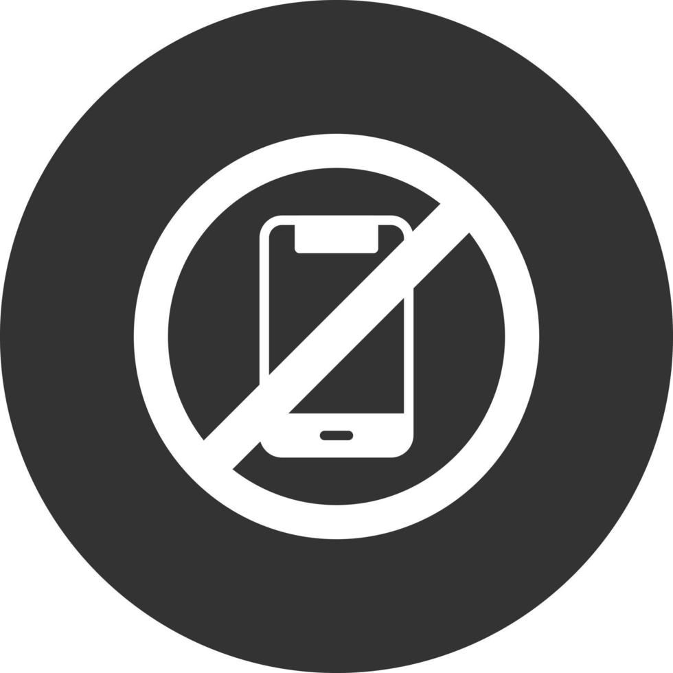 No Cell Phone Glyph Inverted Icon vector