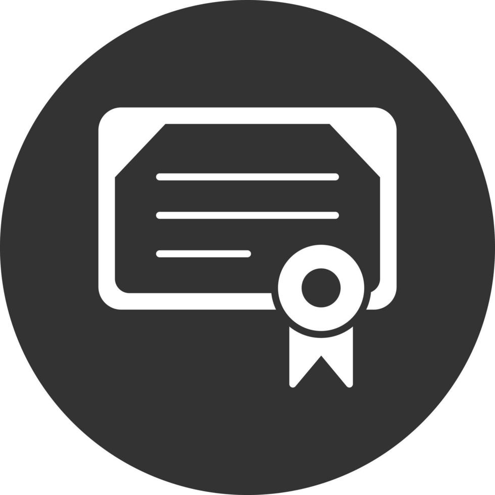 Certificate Glyph Inverted Icon vector