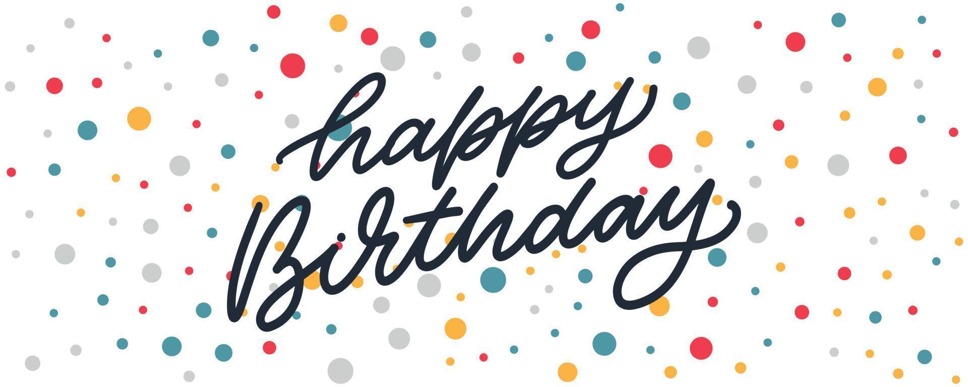 Happy Birthday lettering text banner, black color. Vector illustration.