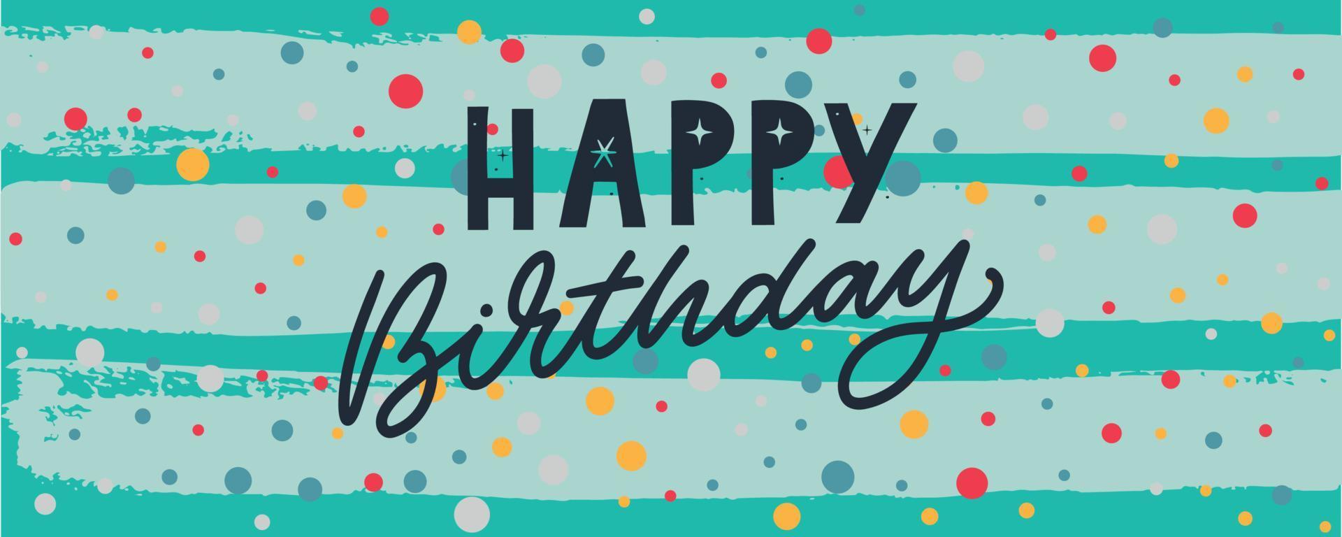Happy Birthday lettering text banner, black color. Vector illustration.