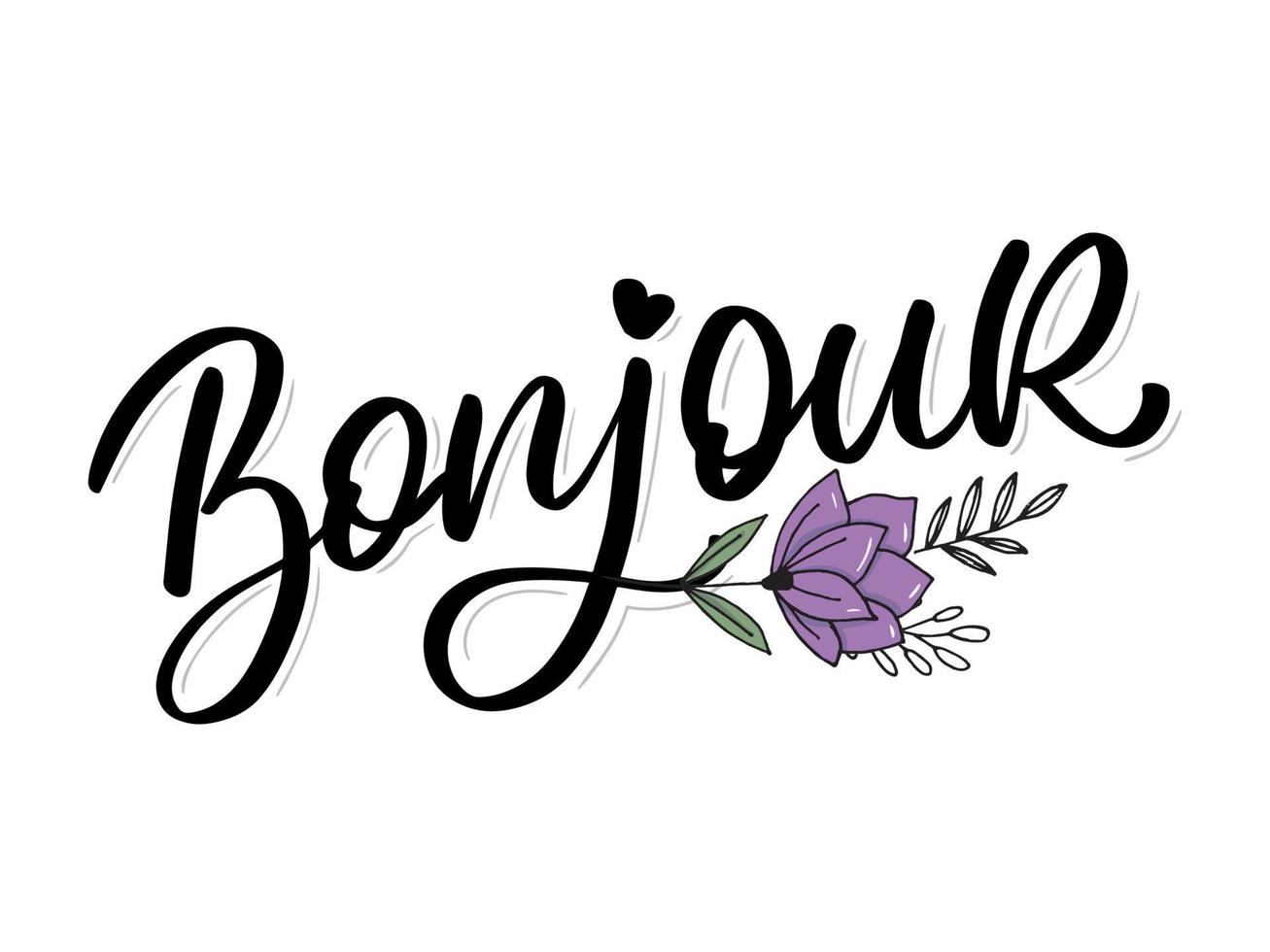 Bonjour Paris Phrase Vector Lettering Calligraphy Brush Chalkboard