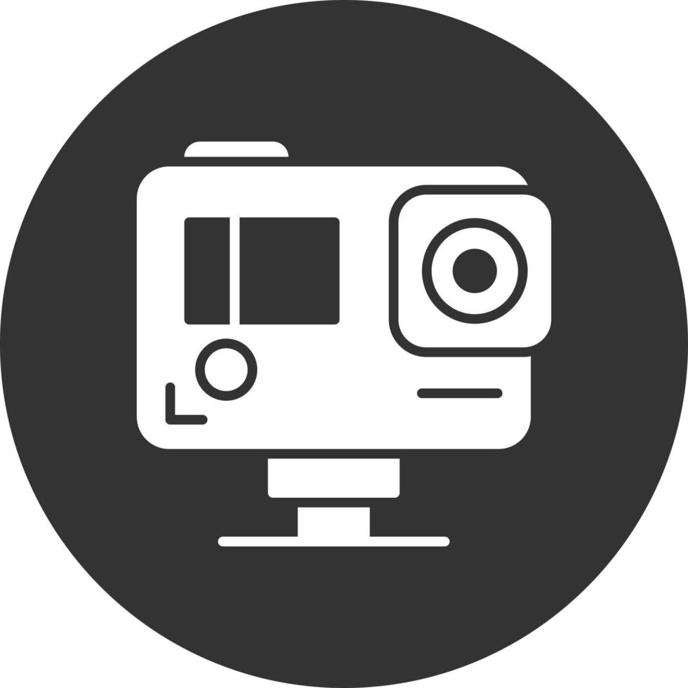 Action Camera Glyph Inverted Icon vector