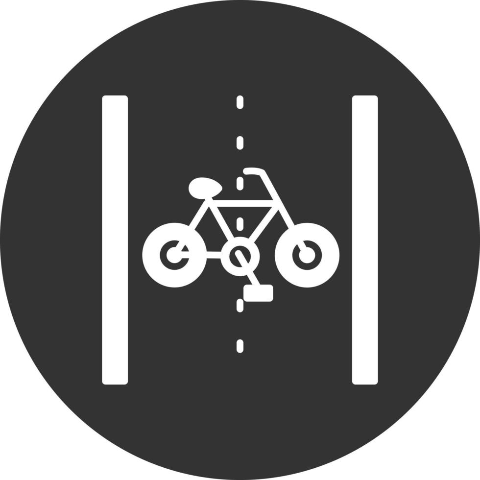 Bike Lane Glyph Inverted Icon vector