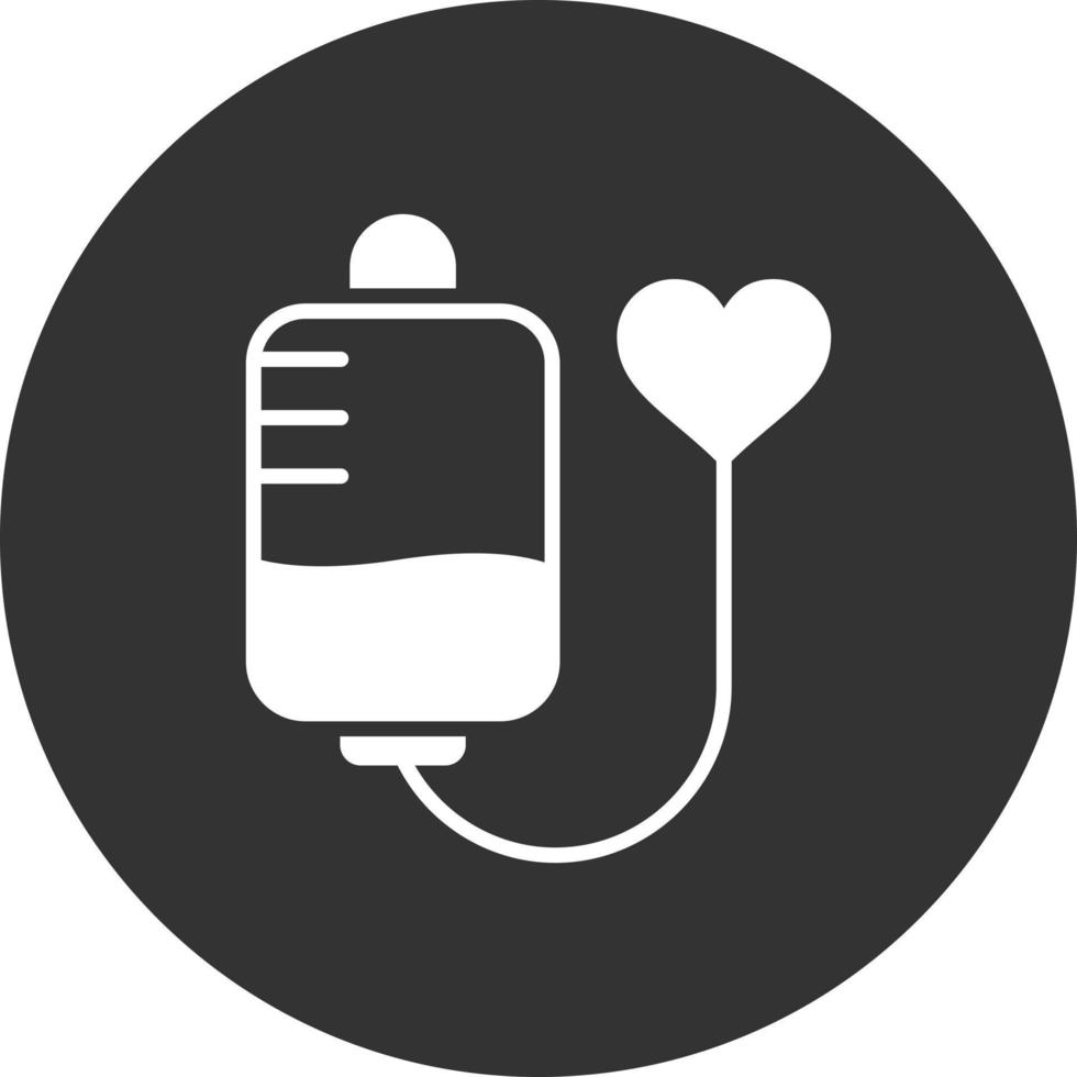 icono de glifo de donación de sangre invertido vector