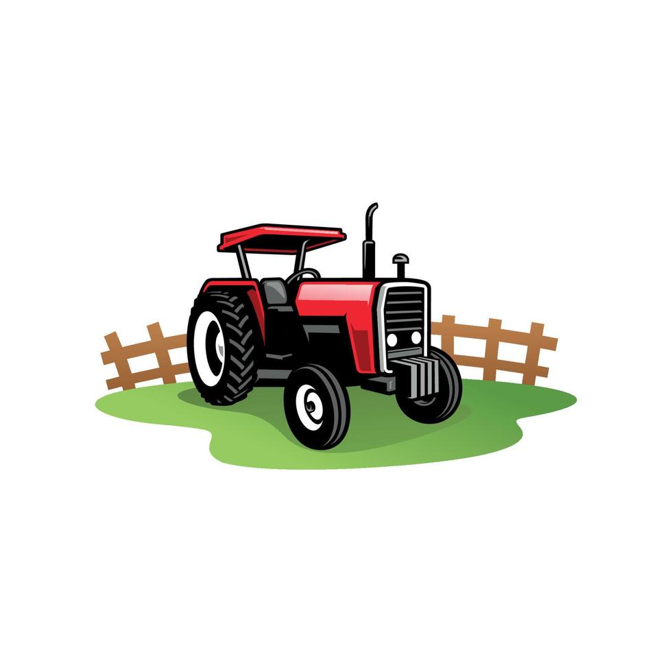 farm tractor and excavation illustration logo vector