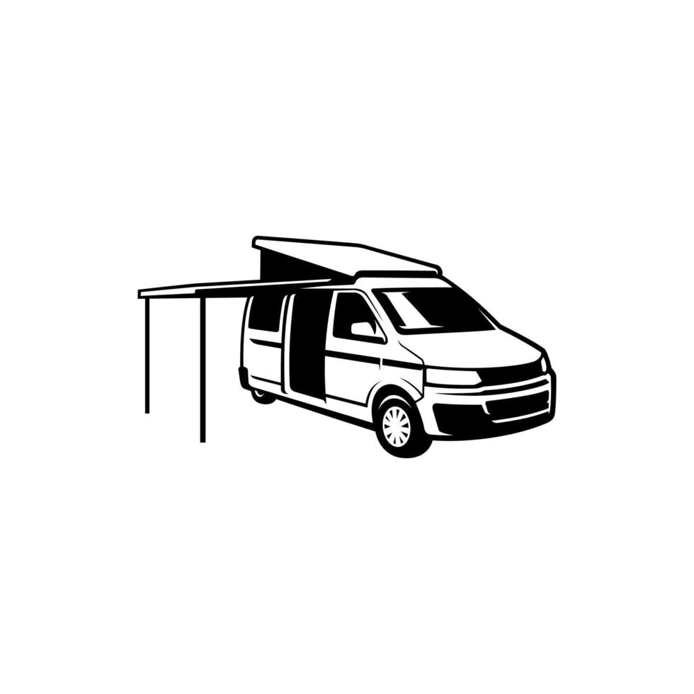 furgoneta coche con vector de ilustración de carpa emergente
