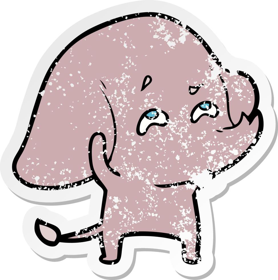 distressed sticker of a cartoon elephant remembering vector