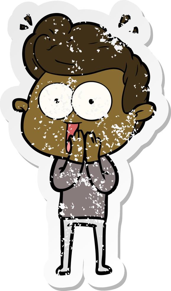 distressed sticker of a cartoon man vector