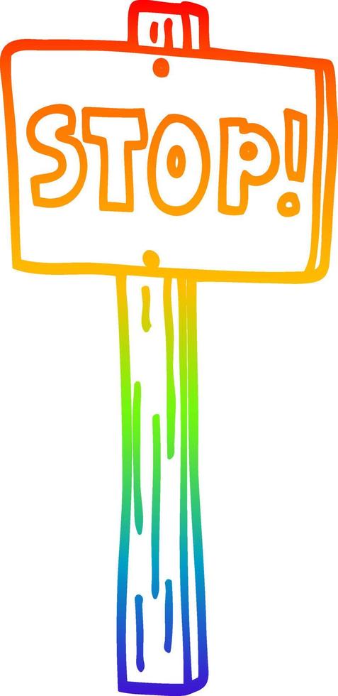 rainbow gradient line drawing cartoon traffic signs vector