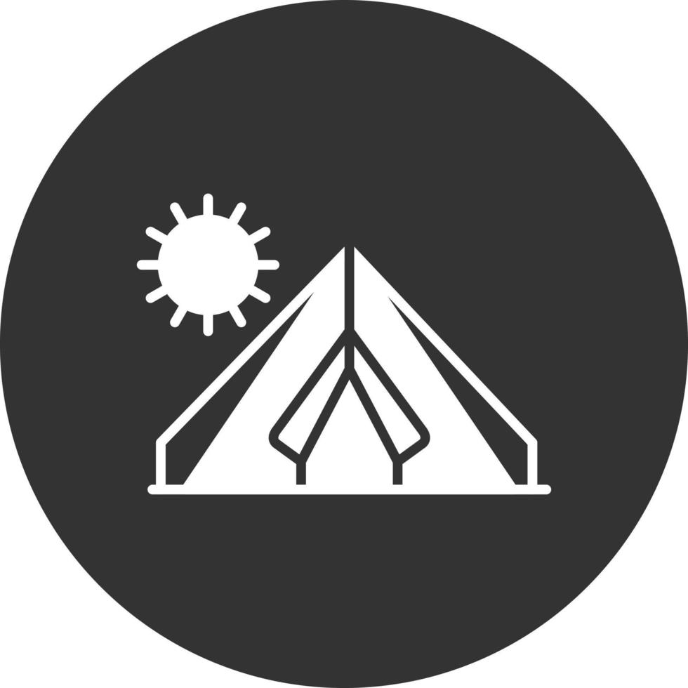 Tent Glyph Inverted Icon vector