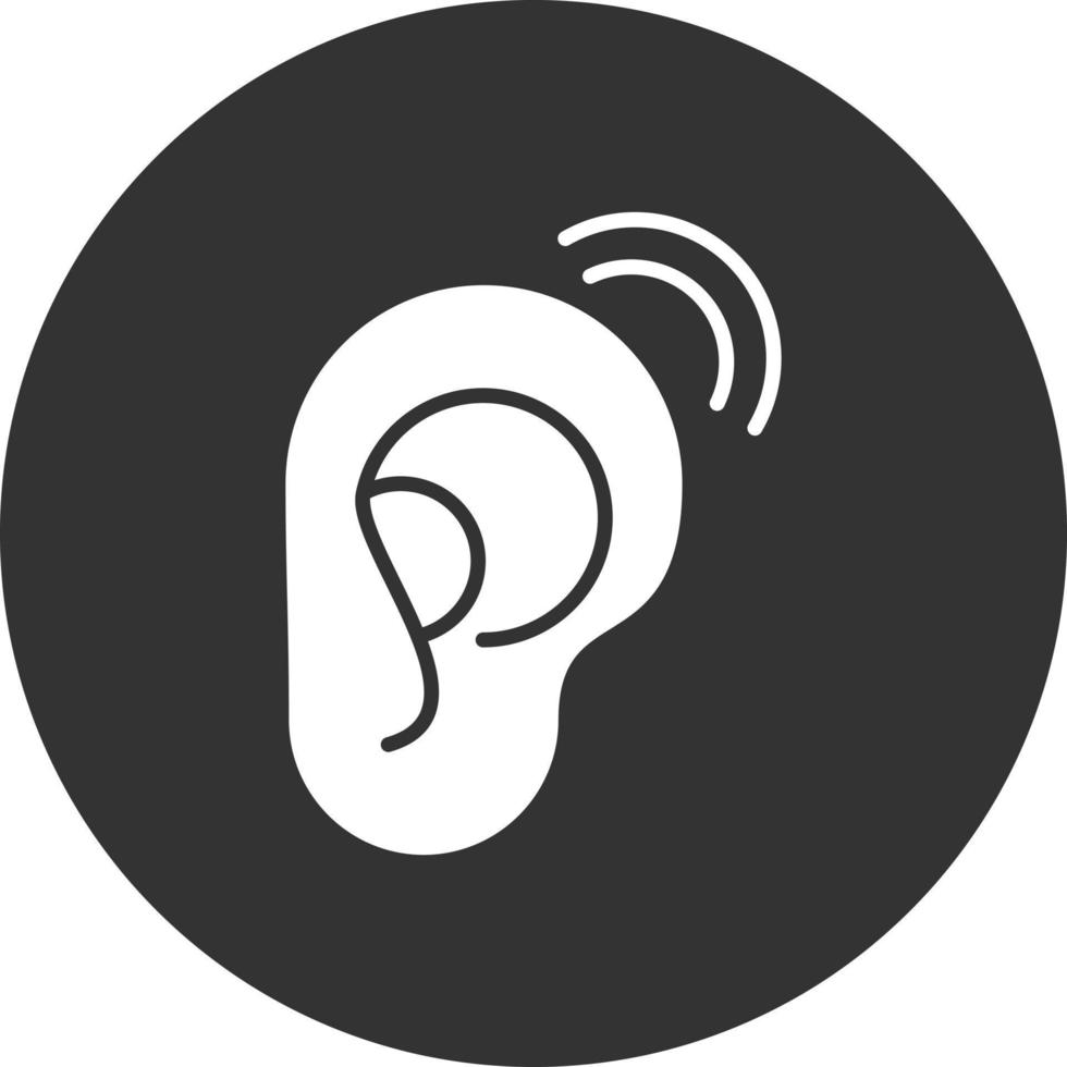 Hearing Glyph Inverted Icon vector