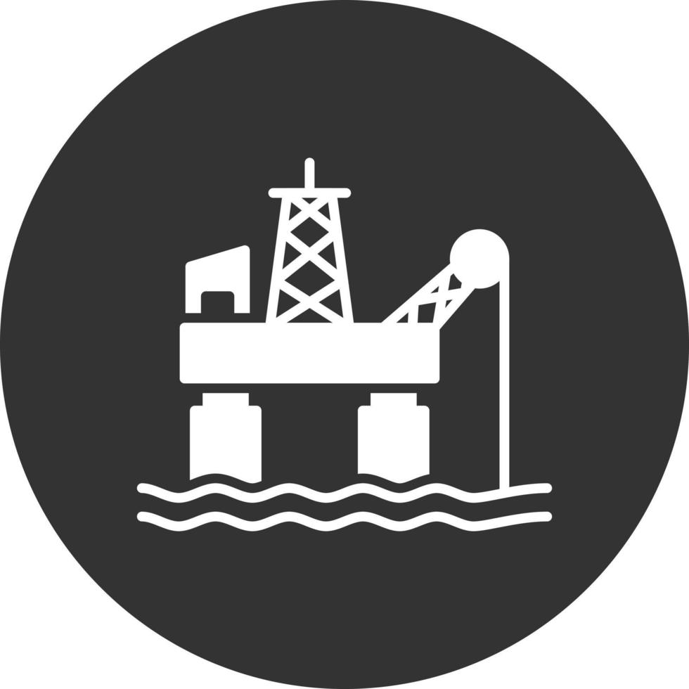 Oil Platform Glyph Inverted Icon vector