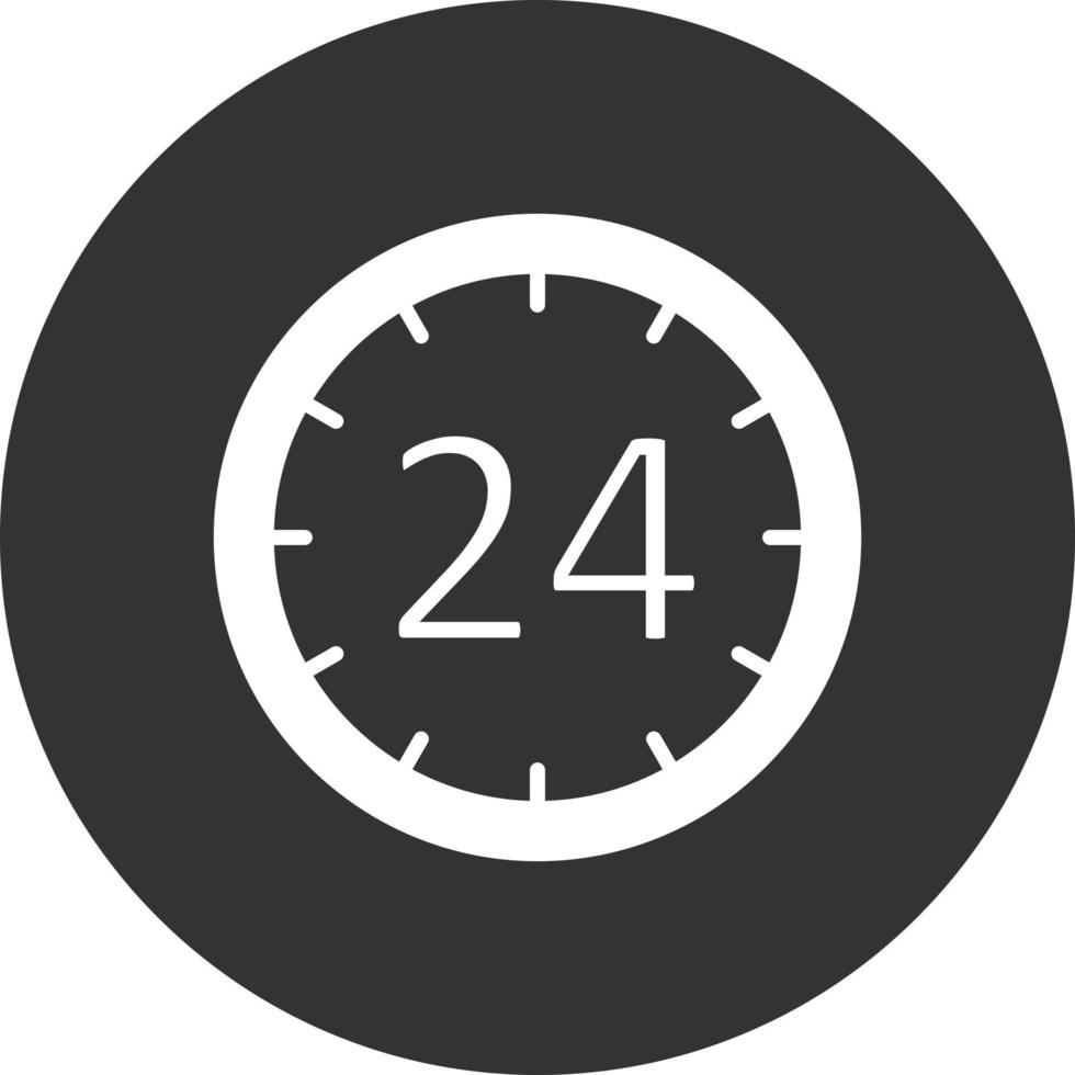 icono de glifo invertido de 24 horas vector