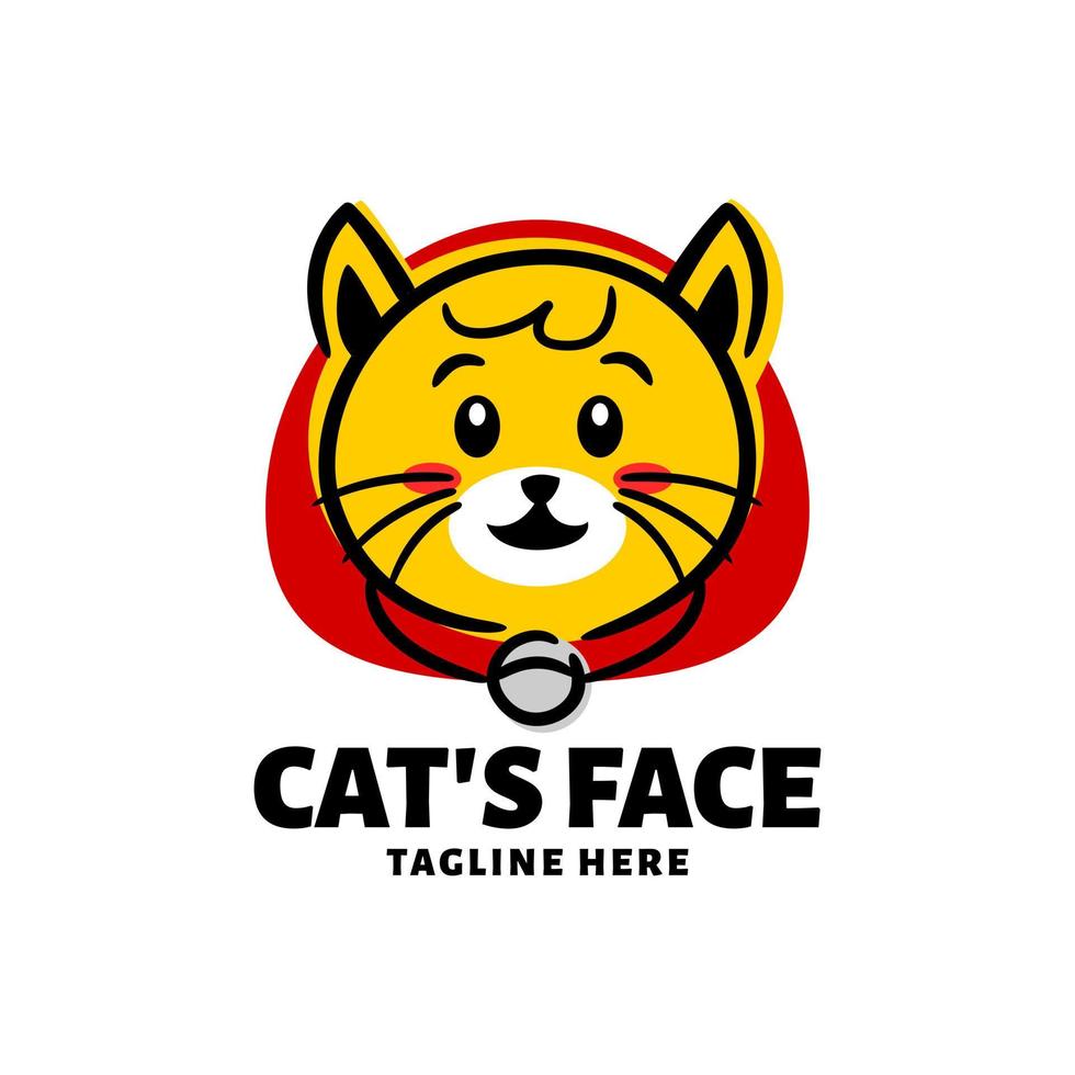 cute cat face with cartoon style. good for pet shop or any business related to cat and pet. vector