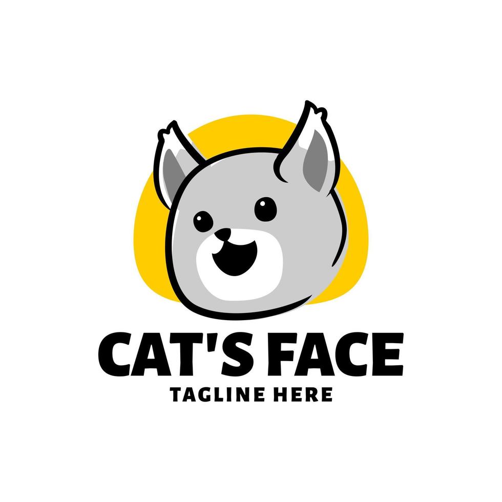 linda cara de gato con estilo de dibujos animados. bueno para tienda de mascotas o cualquier negocio relacionado con gatos y mascotas. vector