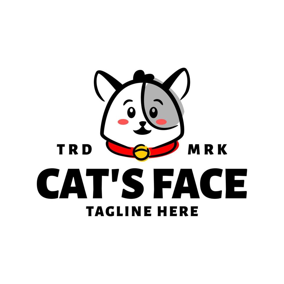 cute cat face with cartoon style. good for pet shop or any business related to cat and pet. vector