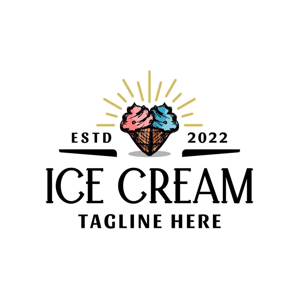 an ice cream cone with a retro style. for ice cream store or any business related to ice cream. vector