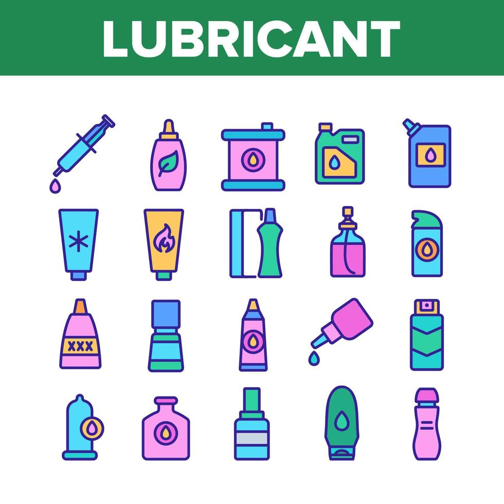 conjunto de iconos de colección de contenedores de lubricante vector
