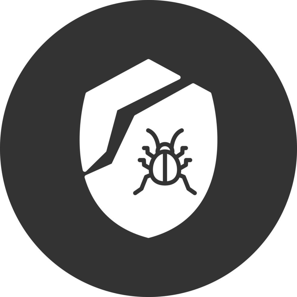 Broken Shield Glyph Inverted Icon vector