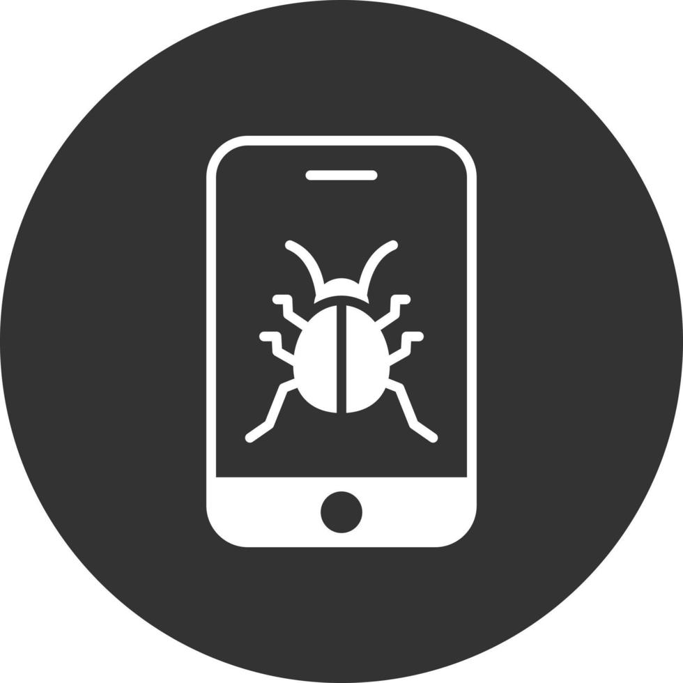 Mobile Virus Glyph Inverted Icon vector