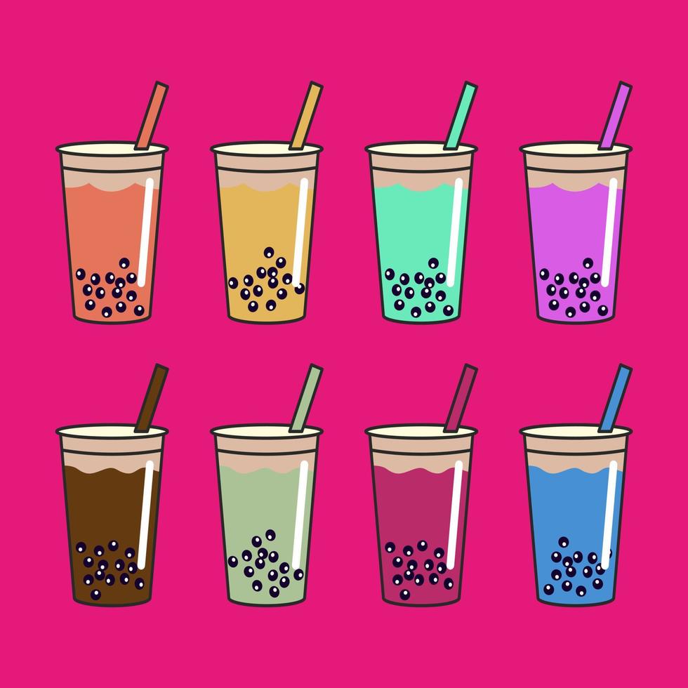 boba con muchos sabores vector