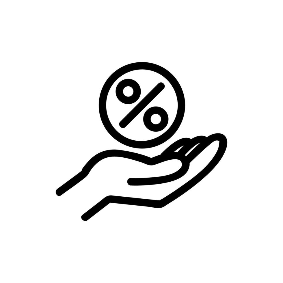vector de icono de porcentaje de mano. ilustración de símbolo de contorno aislado