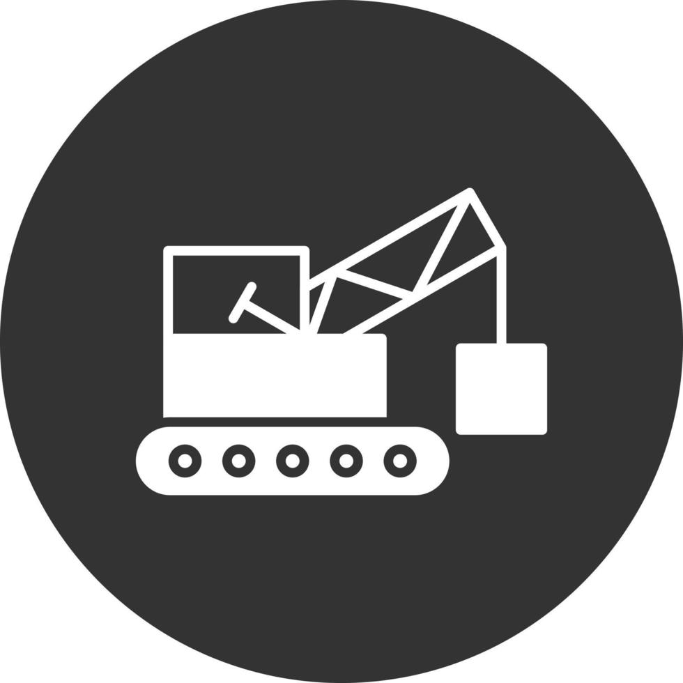 Crane Lifting Glyph Inverted Icon vector