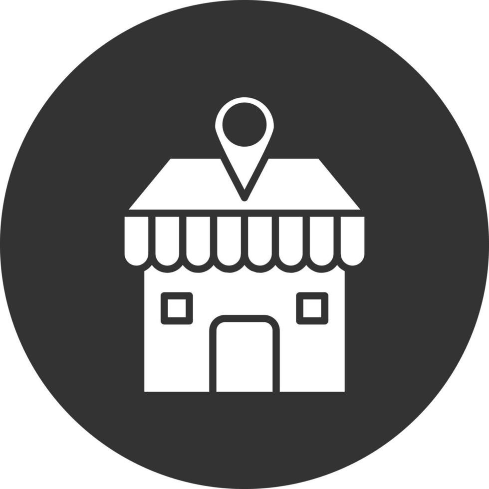 Shop Location Glyph Inverted Icon vector