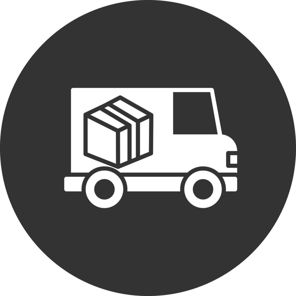 Shipping Van Glyph Inverted Icon vector