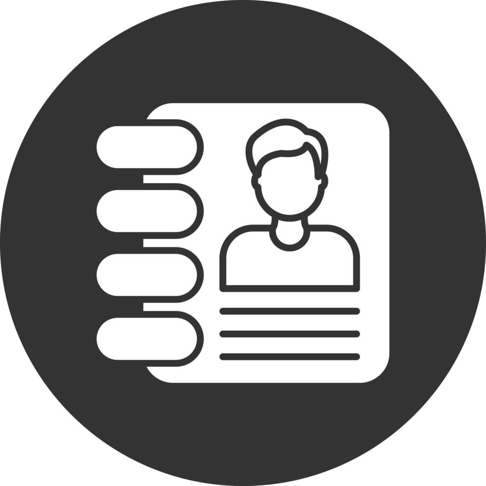 Address Book Glyph Inverted Icon vector