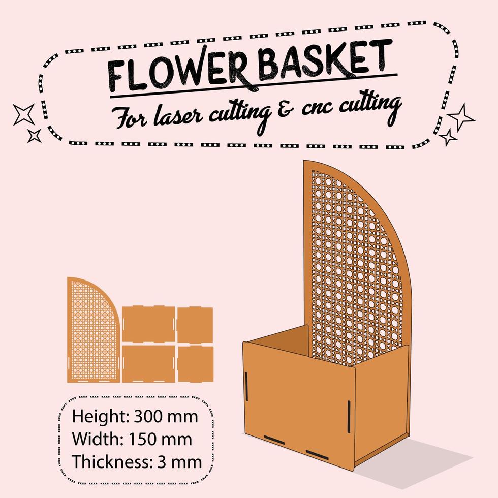 flower basket for laser cutting vector