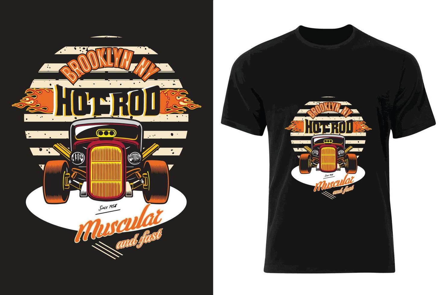 diseño de camiseta hot rod brooklyn vector