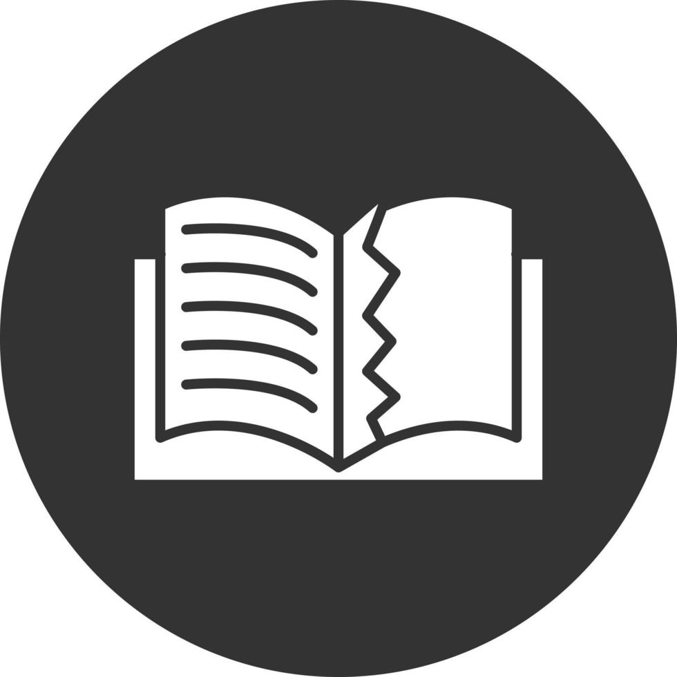 Teared Book Glyph Inverted Icon vector