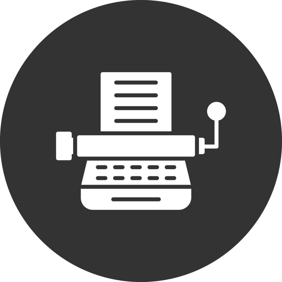 Typewriter Glyph Inverted Icon vector