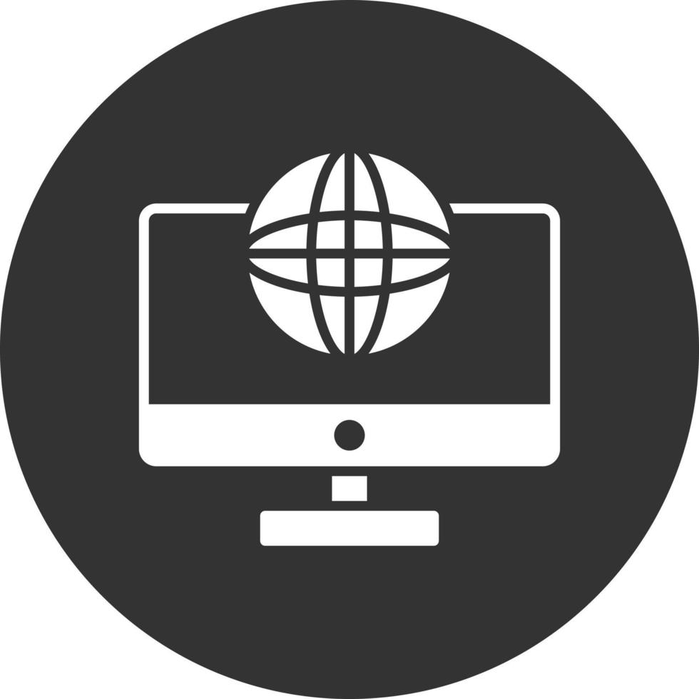 Lcd Globe Glyph Inverted Icon vector