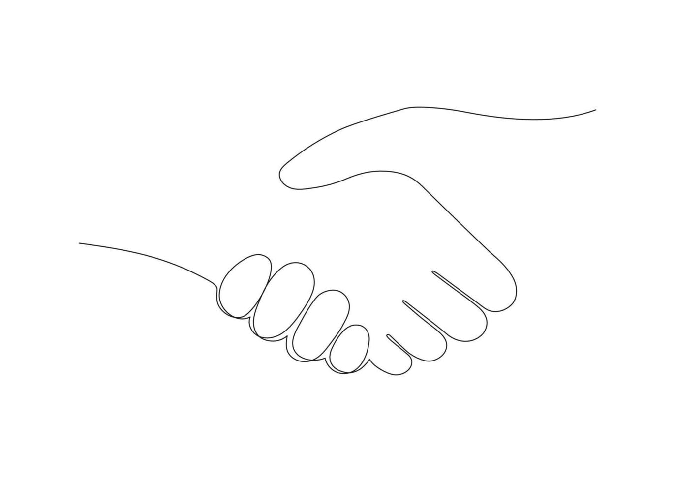 Handshake, help of hand, one art line continuous. Hand shake team