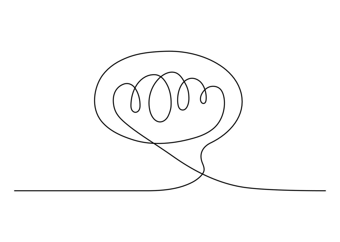 Speech bubble outline with text squiggle, continuous one line drawing. Graphics minimalist linear frame box for text. Balloon for talk. Single line vector illustration