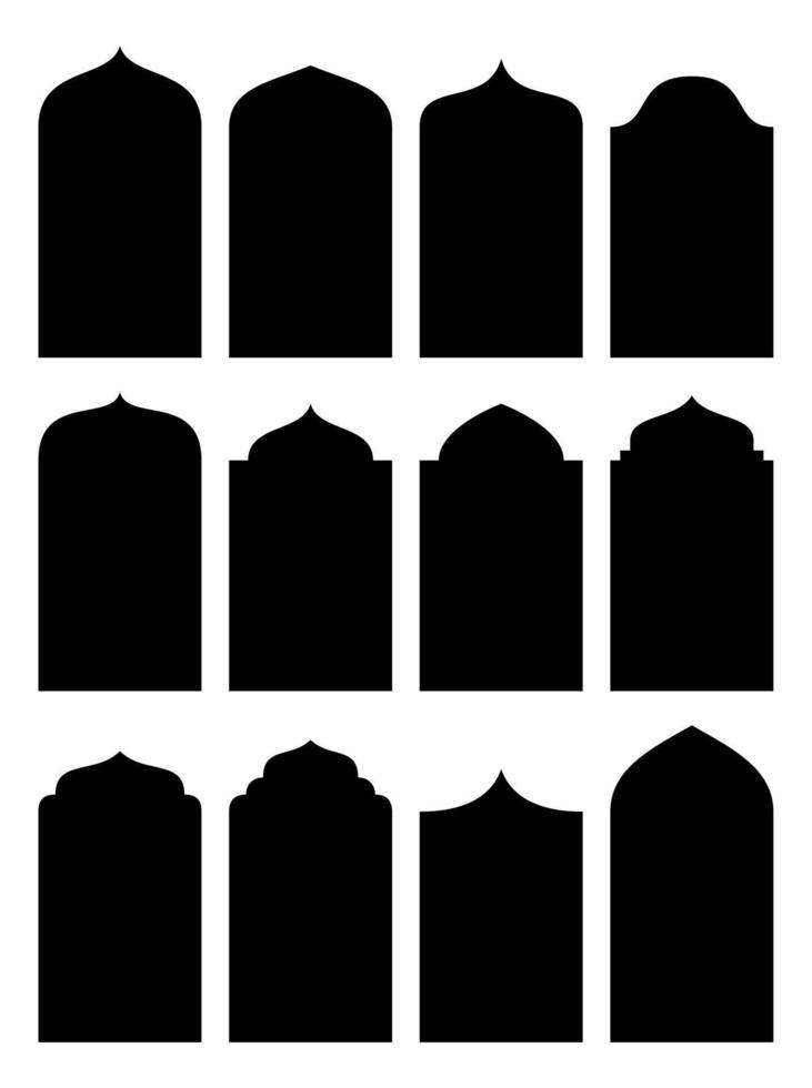 set of islamic frames shapes badges vector