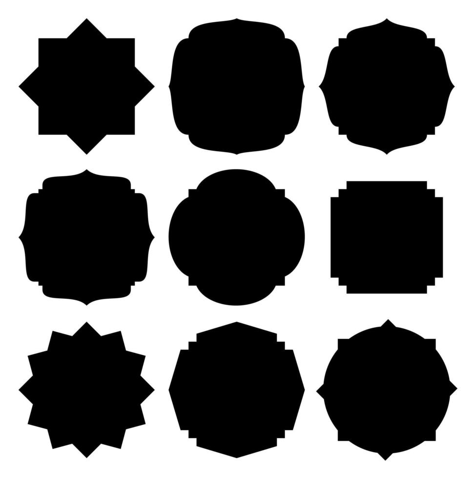 set of islamic frames shapes badges vector