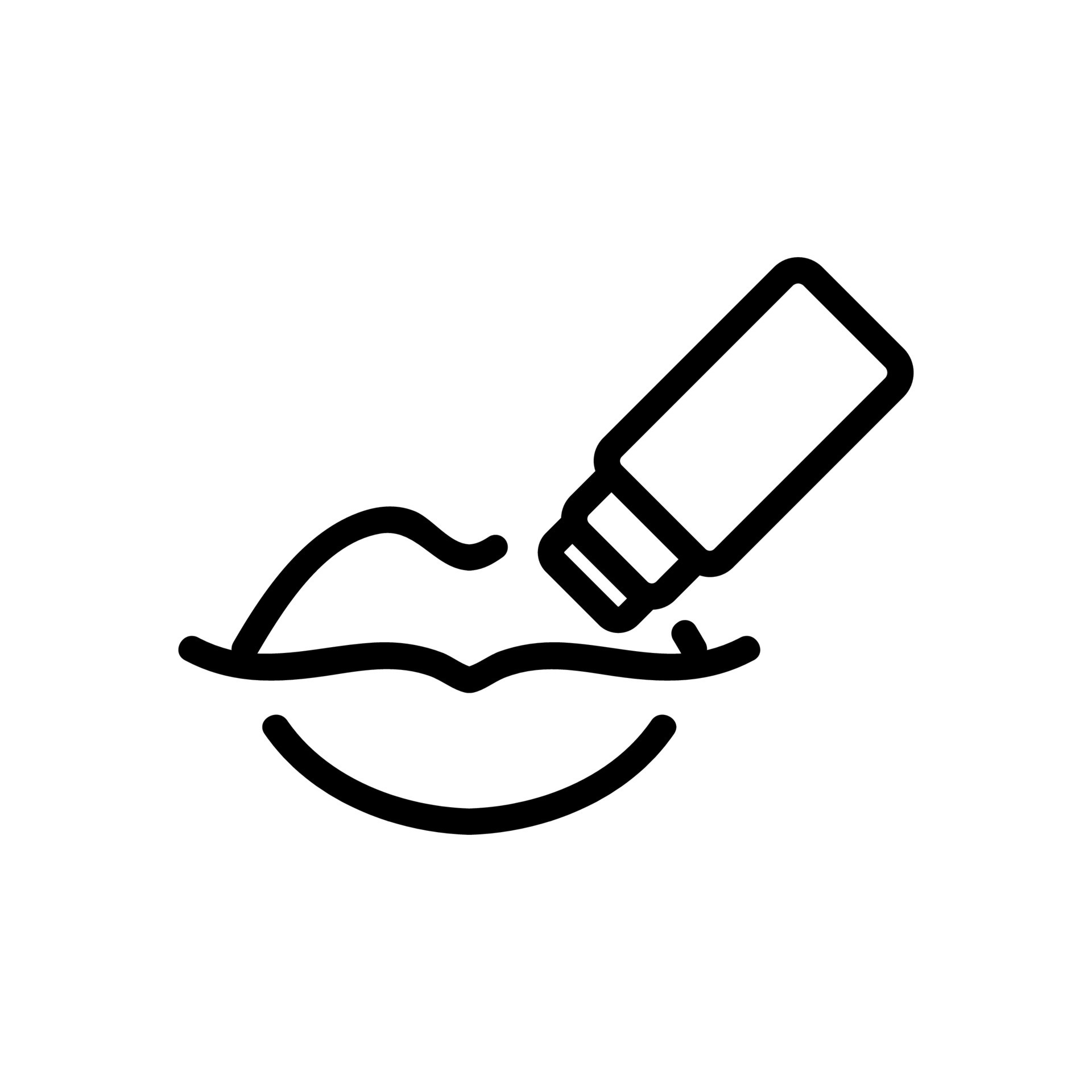 applying moisturizing balm to female lips icon vector outline